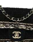 Tweed Braided Mini Rectangular Flap Black