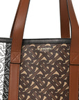 E-Canvas Monogram Stripe Book Tote Black Bridle Brown