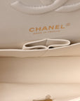 Caviar Quilted Medium Double Flap White