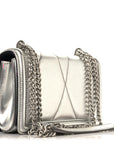 Metallic Calfskin Small Devotion Crossbody Bag Silver