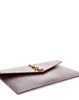Calfskin Crocodile Embossed Uptown Monogram Clutch Rouge Legion