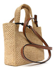 X PAULA'S IBIZA Raffia Font Tote Natural Tan