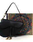 Grained Calfskin Saddle Bag Black