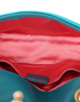 Velvet Matelasse Mini GG Marmont Shoulder Bag Pavone Cyan