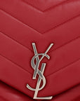 Calfskin Y Quilted Monogram Medium Loulou Chain Satchel Lipstick Red