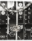 Lambskin Graffiti Printed Medium Double Flap Black Silver