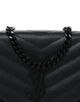 Grain De Poudre Matelasse Chevron Monogram Monochrome Envelope Chain Wallet Black