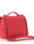 Caviar Quilted Small Business Affinity Flap Dark Pink