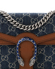 New Denim GG Monogram Dollar Calfskin Enamel Mini Dionysus Shoulder Bag Blue Tea Cuir Epilog Electric Blue
