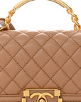 Caviar Quilted Small Top Handle Boy Flap Beige