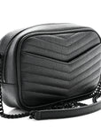 Grain De Poudre Matelasse Monochrome Monogram Mini Lou Camera Bag Black
