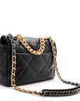 Goatskin Quilted Large CHNL 19 Flap Black