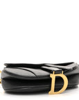 Grained Calfskin Mini Saddle Bag With Strap Black