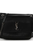 Grained Lambskin Monogram Large Niki Chain Satchel Black