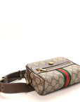 GG Supreme Monogram Web Small Ophidia Belt Bag 85 34 Dark Brown