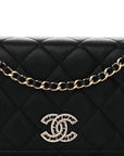 Caviar Quilted Crystal CC Wallet On Chain WOC Black