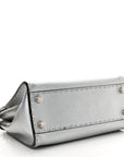 Cuoio Romano Lux Selleria Mini Peekaboo Iconic Satchel Argento