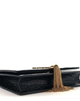 Calfskin Crocodile Embossed Kate Monogram Tassel Chain Wallet Black