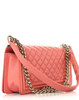 Lambskin Quilted Medium Boy Flap Coral