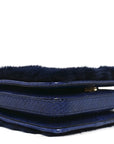 Mink Fur Snakeskin Crossbody Bag Navy