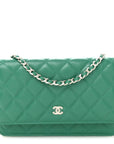Caviar Quilted Wallet On Chain WOC Green