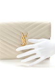 Grain De Poudre Matelasse Chevron Monogram Envelope Clutch Blanc Vintage