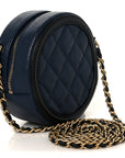 Caviar Quilted Round Filigree Crossbody Navy Black