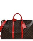 Calfskin Monogram Keepall Bandouliere 50 Coquelicot