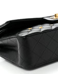 Lambskin Quilted Studded Medium Double Flap Black