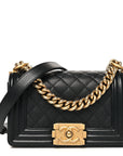 Caviar Quilted Small Boy Flap Black