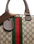 GG Supreme Monogram Textured Dollar Calfskin Web Medium Ophidia Carry-On Duffle Bag Beige Ebony New Acero