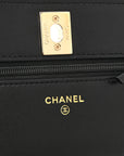 Lambskin Quilted Trendy CC Wallet On Chain WOC Black