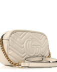 Calfskin Matelasse Small GG Marmont Chain Shoulder Bag White