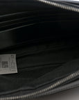 Fabric Jacquard Calfskin Barocco Wristlet Pouch Black