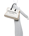 Linen Calfskin Rive Gauche Tote Optic White