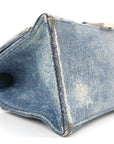 Nappa Denim Printed Hourglass Top Handle Bag Small Denim Blue
