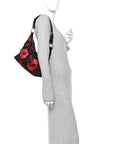 Tessuto Nylon Rose Shoulder Bag Black Rosso