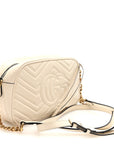 Calfskin Matelasse Small GG Marmont Chain Shoulder Bag White