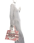 Canvas Embroidered Medium D1ORamour D-Royaume Book Tote Red Multicolor