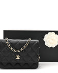 Caviar Quilted Mini Wallet On Chain WOC Black
