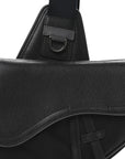 Nylon Grained Calfskin Saddle Bag Black Multicolor