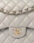 Caviar Quilted Jumbo Double Flap Grey