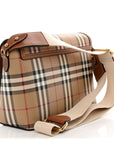 Coated Canvas Calfskin Vintage Check Medium Note Crossbody Bag Briar Brown