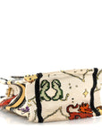 Canvas Embroidered Pixel Zodiac Mini Book Tote Phone Bag Latte Multicolor