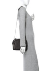 Metallic Nappa Intrecciato Nodini Crossbody Messenger Dark Grey