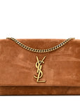 Suede Small Monogram Kate Satchel Macaron