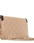 Caviar Quilted CC Filigree Wallet On Chain WOC Beige Black