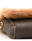 Shearling Calfskin Small Reversible Monogram Kate Satchel Ecru Dark Brown