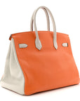 Togo Horseshoe Birkin 35 Orange Gris Perle