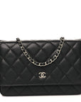 Caviar Quilted Wallet on Chain WOC Black
